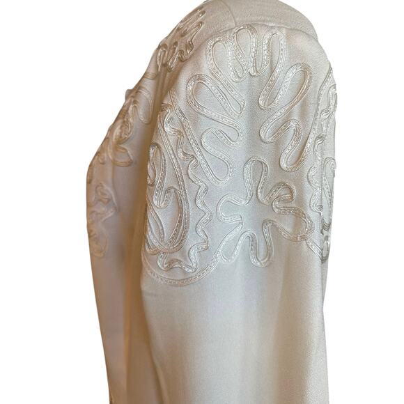 NWT Vintage 90s R&M Richards Cream Embroidered Blazer Size 14 Formal Eveningwear - Picture 3 of 9